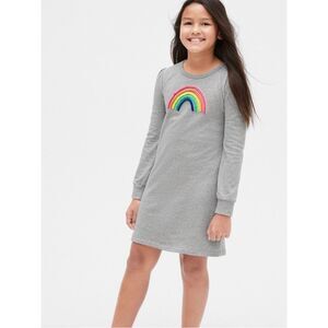 Gap Gray Fringe Rainbow Sweatshirt Dress Sz M